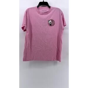 VSTR Men's Light Pink Panda Graphic Crewneck Short Sleeve T-Shirt SZ L